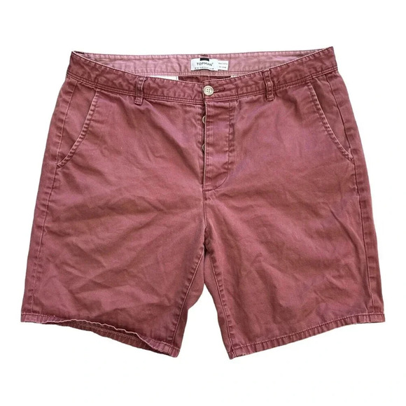 Topman Burgundy Button Closure Chino Shorts 36 - Picture 1 of 3